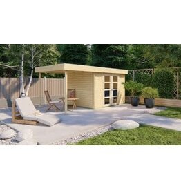 Blokhut - Tuinhuis 28mm Extramodern met overkapping