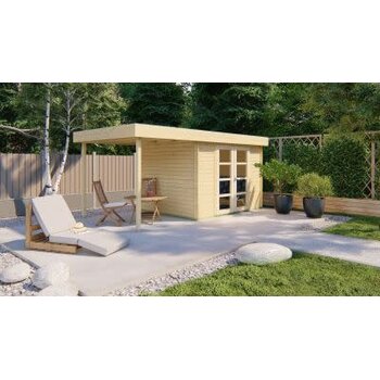 Blokhut - Tuinhuis 28mm Extramodern met overkapping