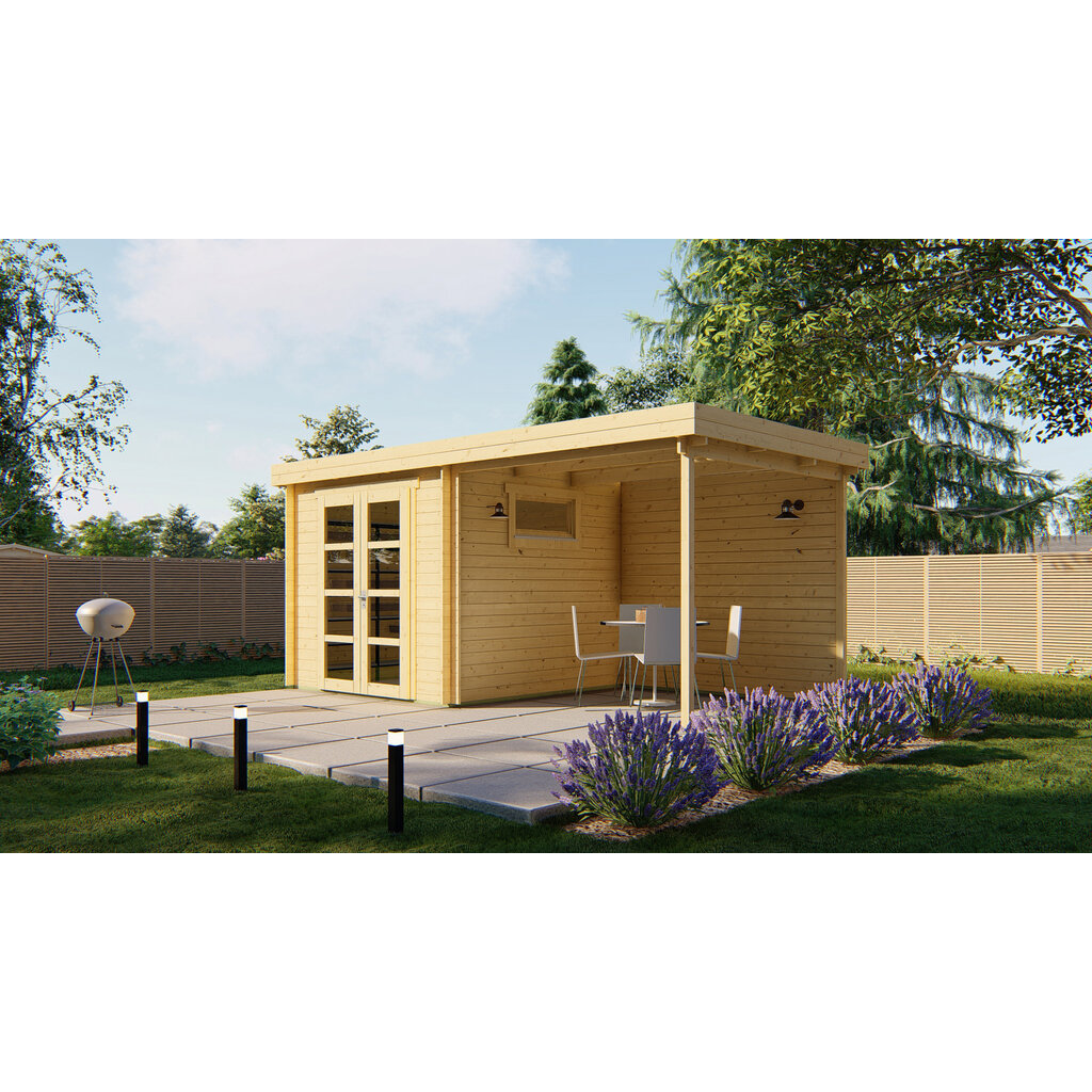 Blokhut - Tuinhuis 28mm Brenda met overkapping