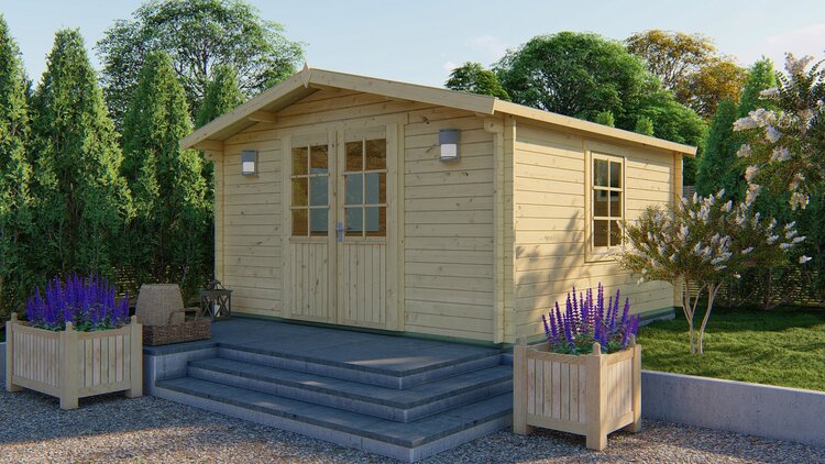 Blokhut - Tuinhuis 40mm met iso glas Gunda