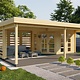 Blokhut - Tuinhuis 40mm met iso glas Oletha met overkapping