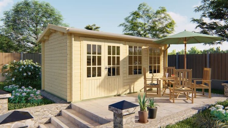 Blokhut - Tuinhuis 40mm met iso glas Aiste