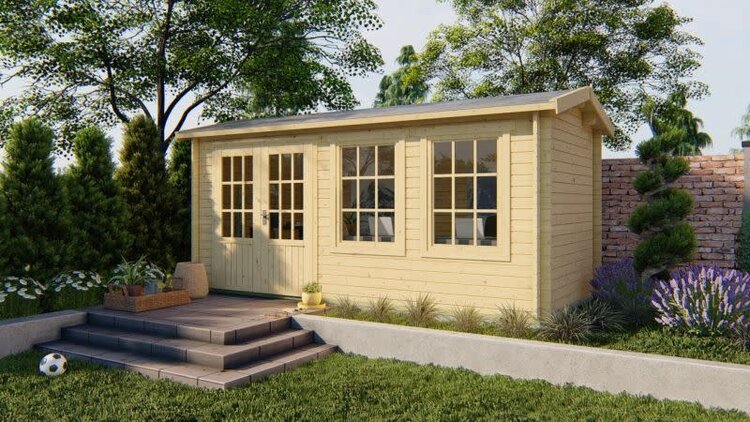 Blokhut - Tuinhuis 40mm met iso glas Justine