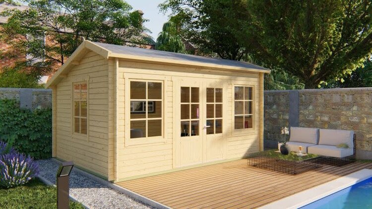 Blokhut - Tuinhuis 40mm met iso glas Tane