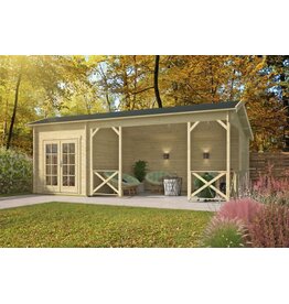 Blokhut - Tuinhuis 40mm met iso glas Kukka met overkapping