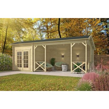 Blokhut - Tuinhuis 40mm met iso glas Kukka met overkapping