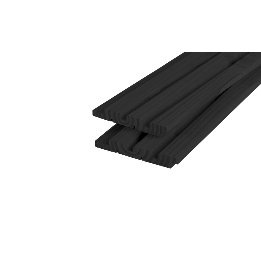 Triple Rhombus Vuren 18 x 145 Zwart Lengte 300cm