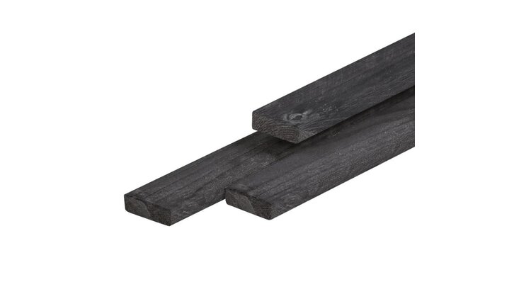 Douglas afdeklijst zwart geïmpregneerd 1.6 x 6.7 x 200 cm - beton schutting systeem