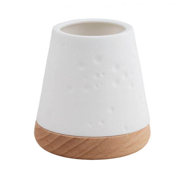 Waxinelicht porselein en hout Dots small