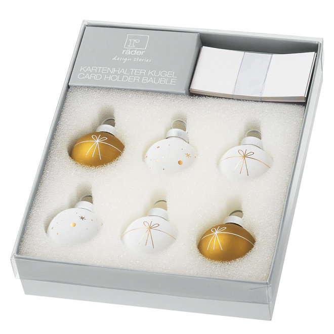 Kaarthouder kerstbal set of 6 Goud