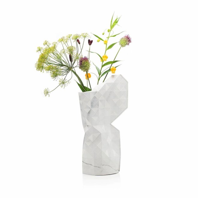 Paper Vase Cover Marble White