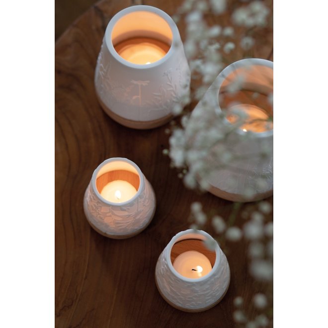 Waxinelicht Porselein/hout - Weide - large