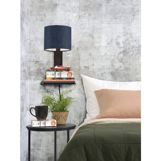 Wandlamp Andes  - zwarte plank/ kap blue denim