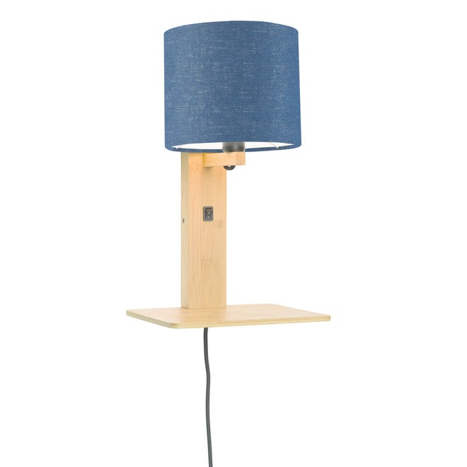 Wandlamp Andes  - naturel plank/ kap blue denim