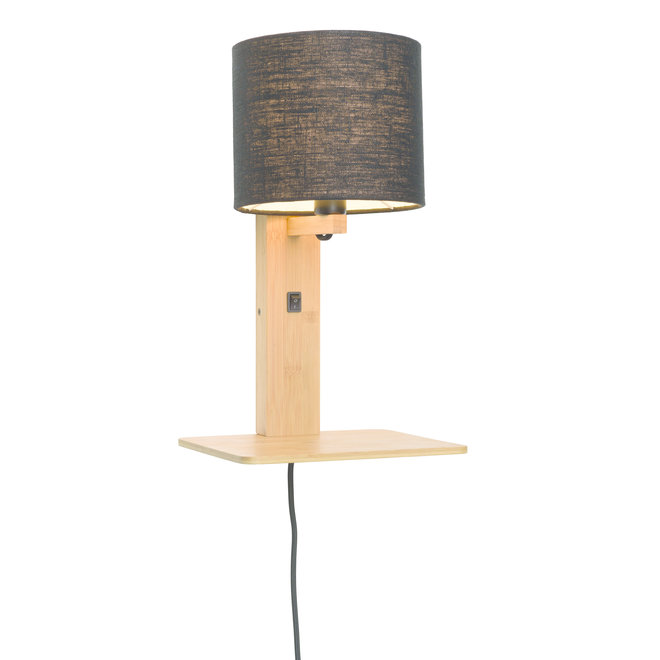 Wandlamp Andes  - naturel plank/ kap zwart