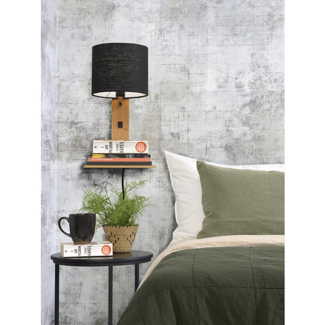 Wandlamp Andes  - naturel plank/ kap zwart