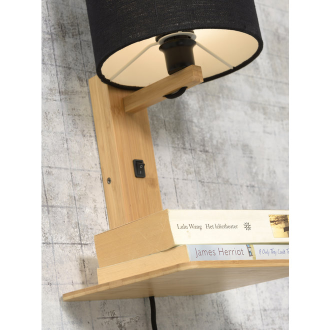 Wandlamp Andes  - naturel plank/ kap blue denim