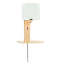 Wandlamp Andes  - naturel plank/ kap licht linnen