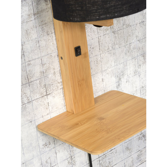 Wandlamp Andes  - naturel plank/ kap licht linnen