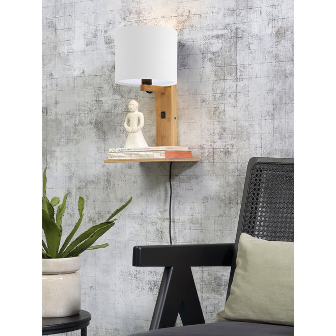 Wandlamp Andes  - naturel plank/ kap wit