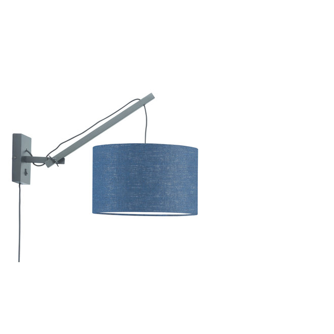 Wandlamp Andes - zwart/ kap blue denim SMALL