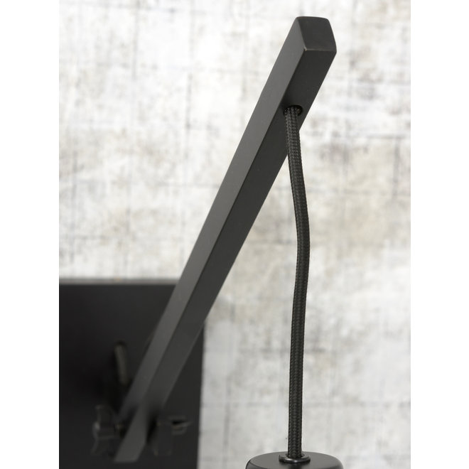 Wandlamp Andes - zwart/ kap wit SMALL