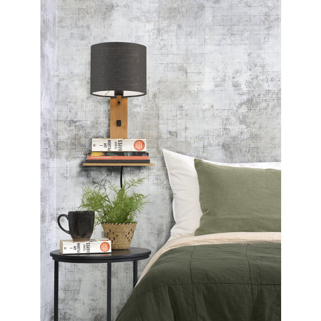 Wandlamp Andes  - naturel plank/ kap donkergrijs