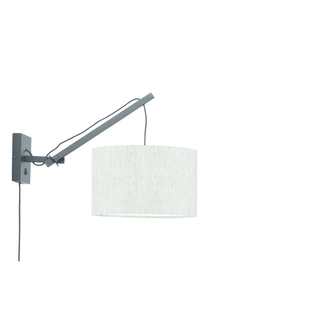 Wandlamp Andes - zwart/ kap licht linnen SMALL