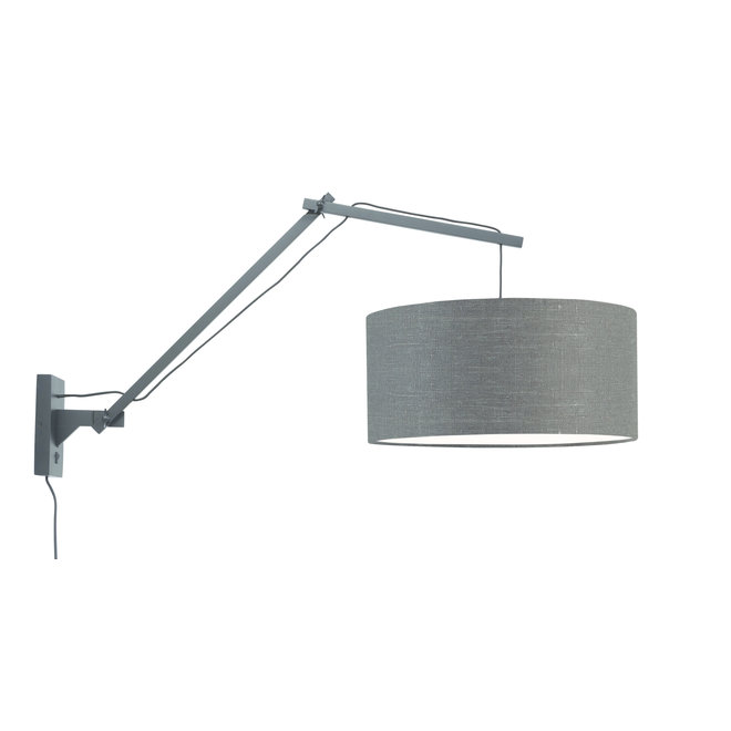 Wandlamp Andes - zwart/ kap donkergrijs LARGE