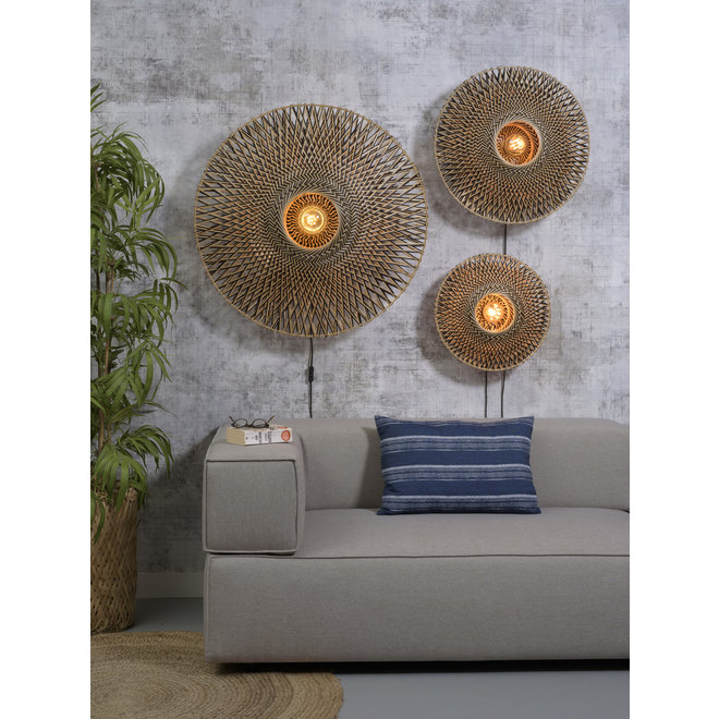 Wandlamp Bali - zwart/ naturel LARGE