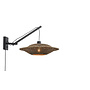 Wandlamp Bali zwevend zwart/ kap zwart-naturel SMALL