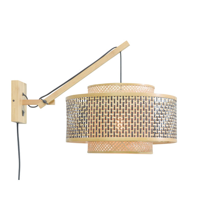 Wandlamp Bhutan naturel SMALL/ kap zwart-naturel LARGE