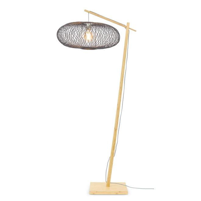 Vloerlamp Cango - naturel/ ellips zwart