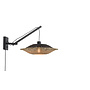 Wandlamp Kalimantan - zwevend zwart/kap zwart-naturel SMALL