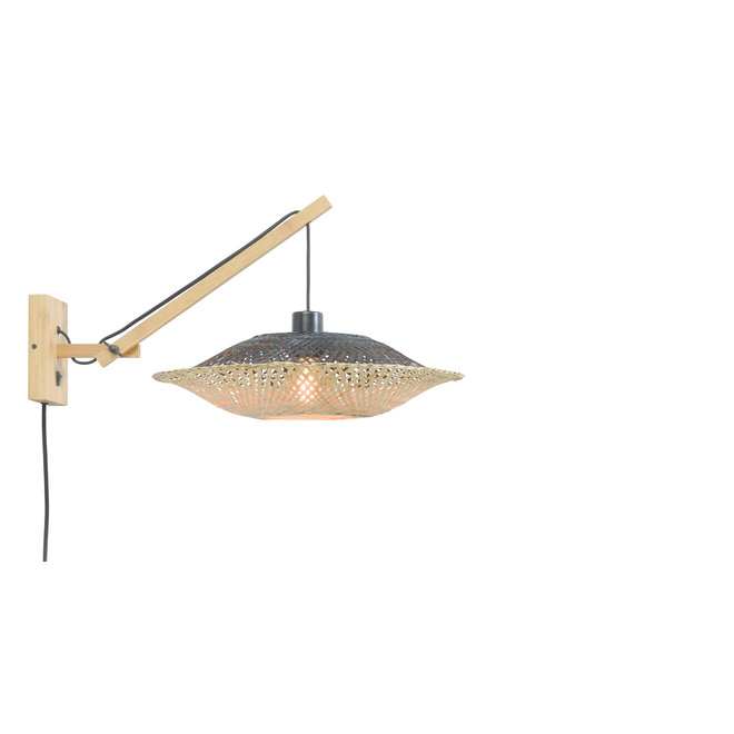 Wandlamp Kalimantan - zwevend naturel/kap zwart-naturel SMALL