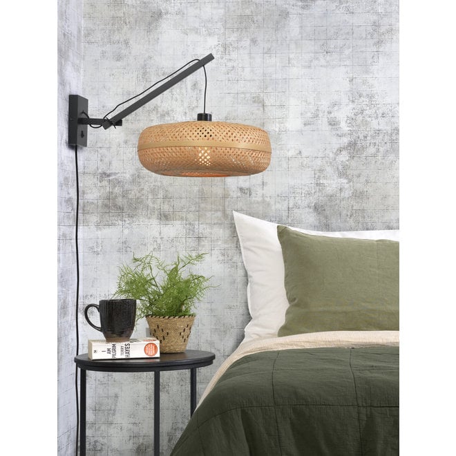 Wandlamp Palawan zwevend - zwart/ naturel SMALL