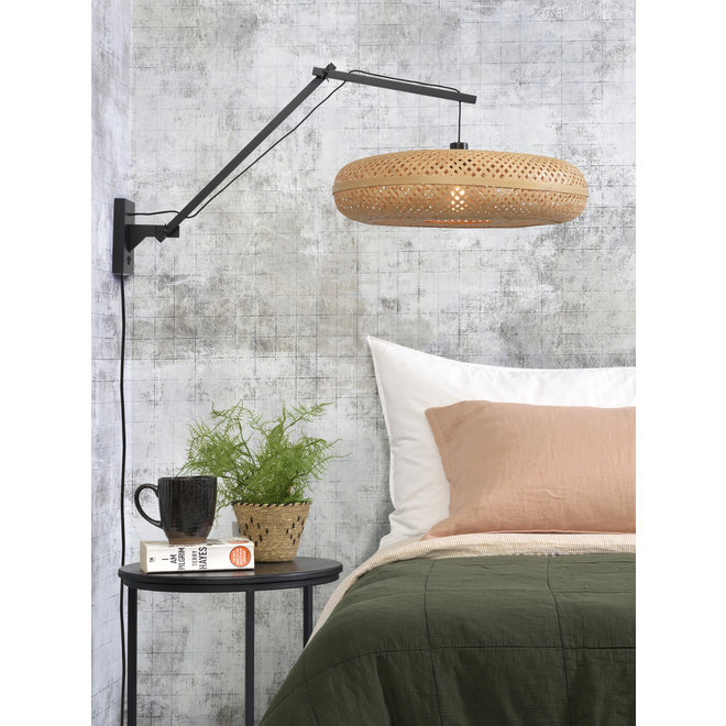 Wandlamp Palawan zwevend - zwart/ naturel LARGE