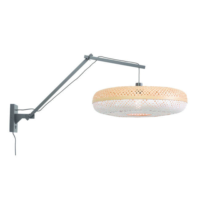 Wandlamp Palawan zwevend - zwart/ naturel-wit LARGE