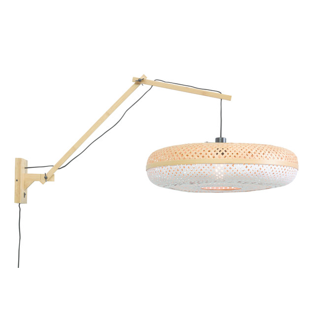 Wandlamp Palawan zwevend - naturel/ naturel-wit LARGE