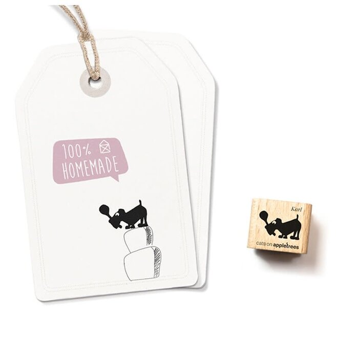 Ministempel Hond Karl met lepel 2336