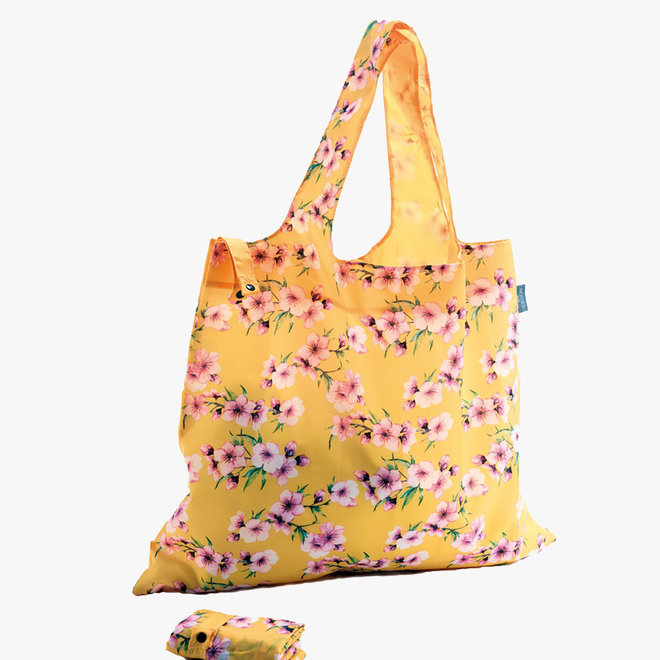 Easy bag met drukknoopje - Gele bloemen