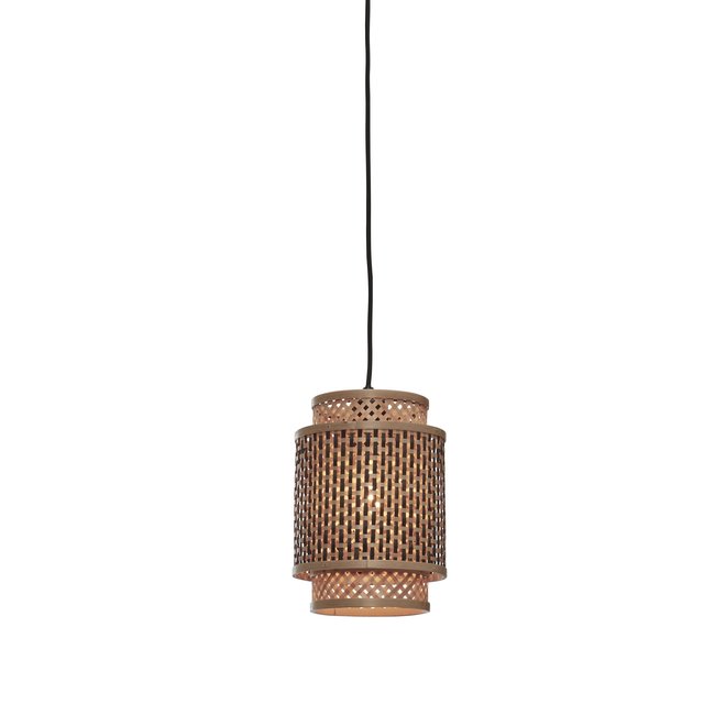 Hanglamp Bhutan bamboe/kap dia.18xh.25cm zwart/naturel. S