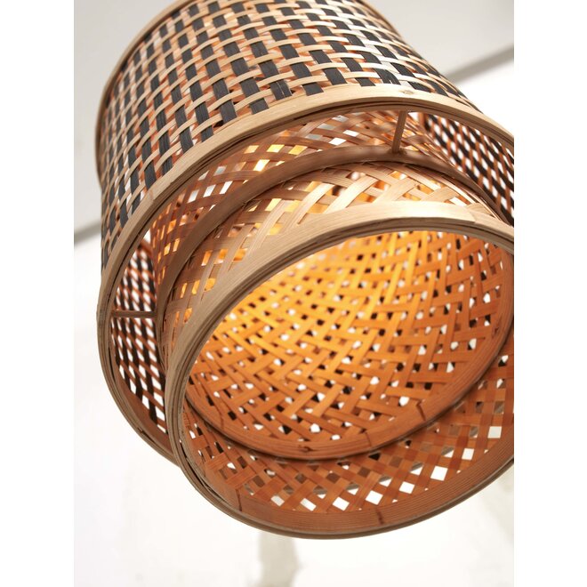 Hanglamp Bhutan bamboe/kap dia.18xh.25cm zwart/naturel. S