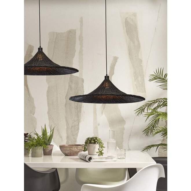 Hanglamp Borabora rotan dia.70xh.20cm L. zwart