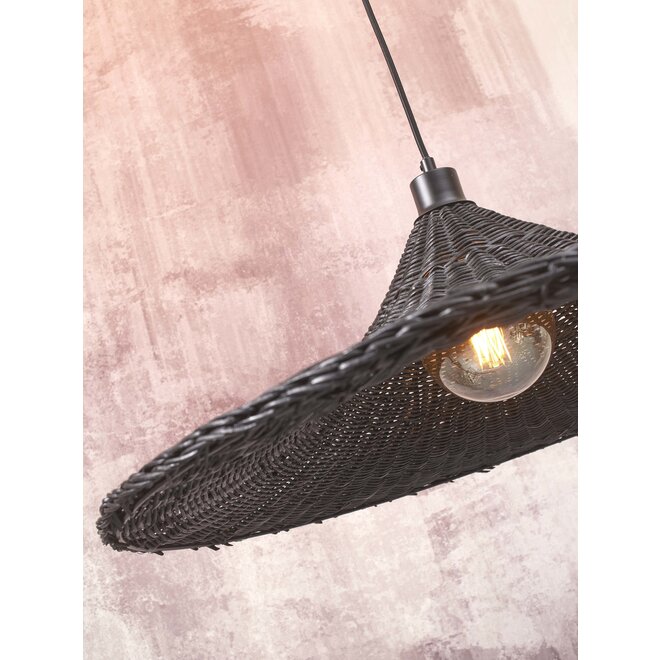 Hanglamp Borabora rotan dia.70xh.20cm L. zwart