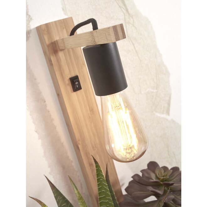 Wandlamp Flores bamboe h.52cm/plankje 30x18cm. naturel