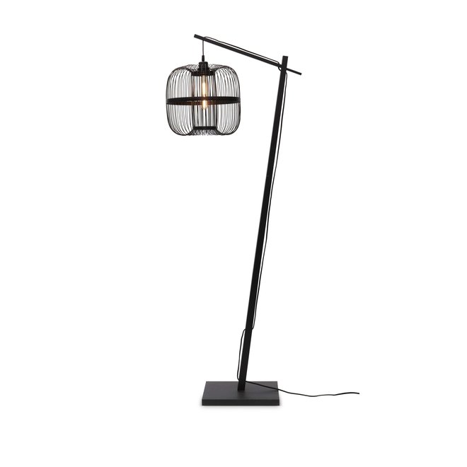 Vloerlamp Hokkaido L bamboe zw. h.176cm/kap h.38x25cm. zwart