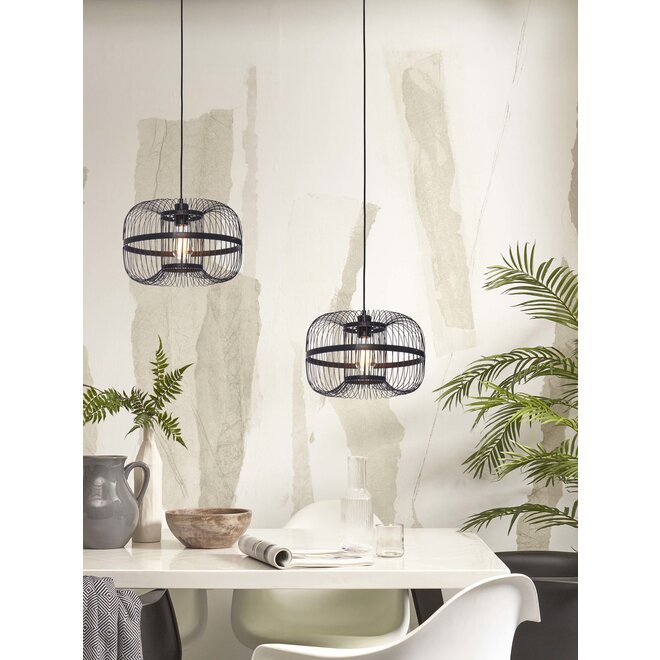 Hanglamp Hokkaido S bamboe h.25xdia.38cm. zwart