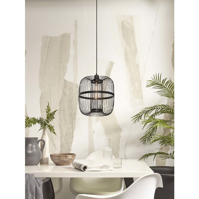 Hanglamp Hokkaido L bamboe h.38xdia.25cm. zwart