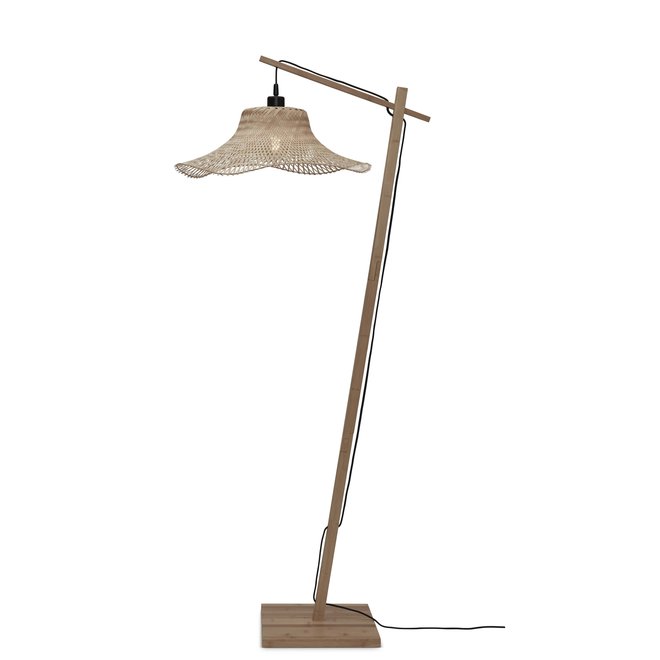 Vloerlamp Ibiza S bamboe wavy nat. h.150cm/kap 50x15cm. nat.